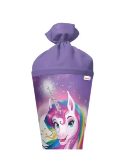 Schultüte groß Einhornportrait 70 cm, Glitter in Rosa