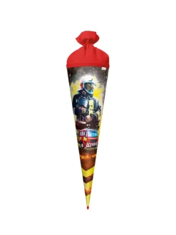 Schultüte groß Feuerwehrmann 70 cm, Glanzfolie in Rot