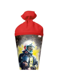 Schultüte groß Feuerwehrmann 70 cm, Glanzfolie in Rot