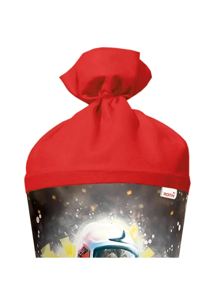 Schultüte groß Feuerwehrmann 70 cm, Glanzfolie in Rot