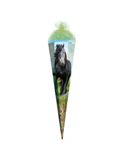 Schultüte groß Power Horse 85 cm, Netzverschluss in Grün