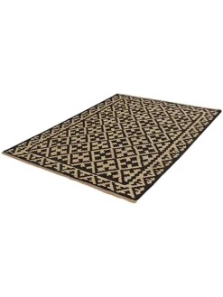 Schurwoll-Teppich in Creme/ Schwarz