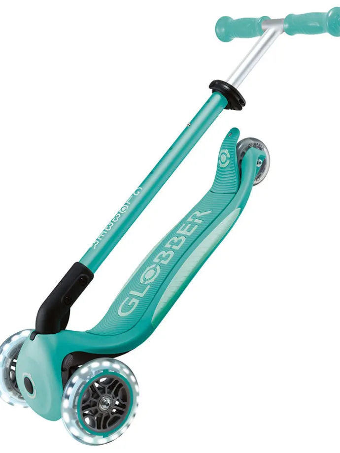 Scooter "Globber primo foldable plus lights" in Hellblau - ab 3 Jahren