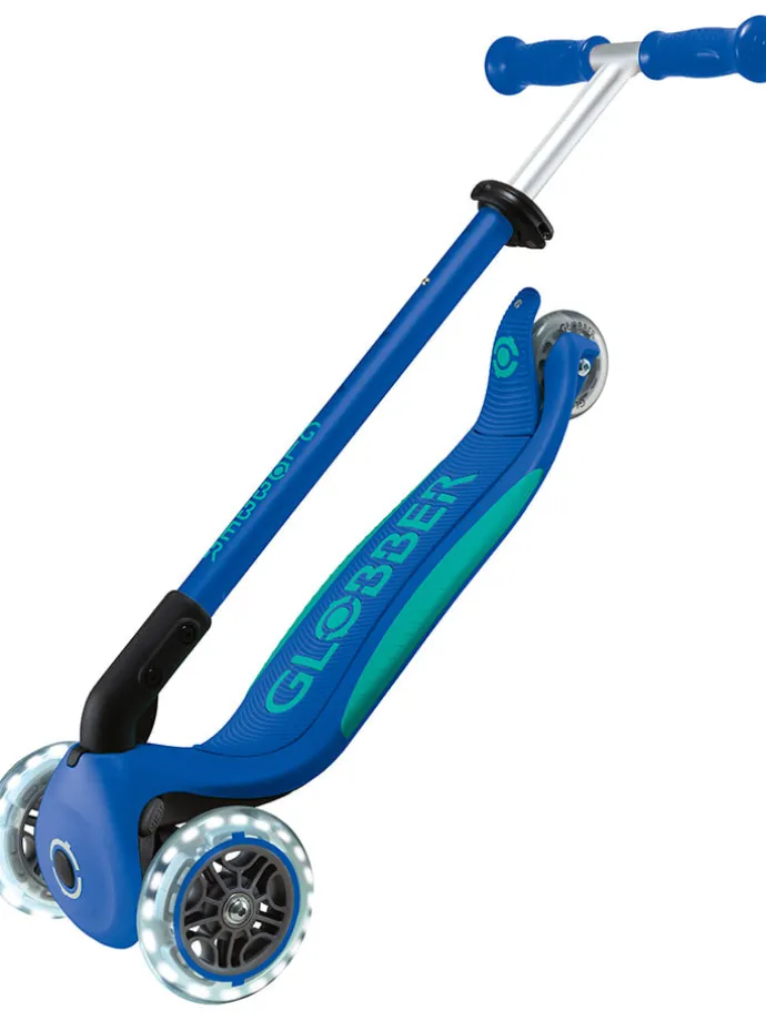 Scooter "Globber primo foldable plus lights" in Blau - ab 3 Jahren