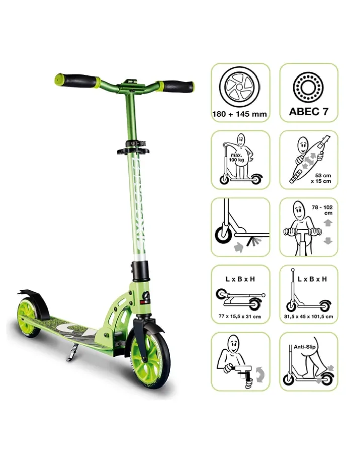 Scooter "Six Degrees Aluminium Scooter Junior 180/145" in Grün - ab 5 Jahren
