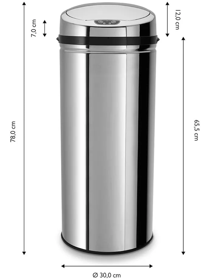 Sensor-Abfalleimer in Silber - 42 l