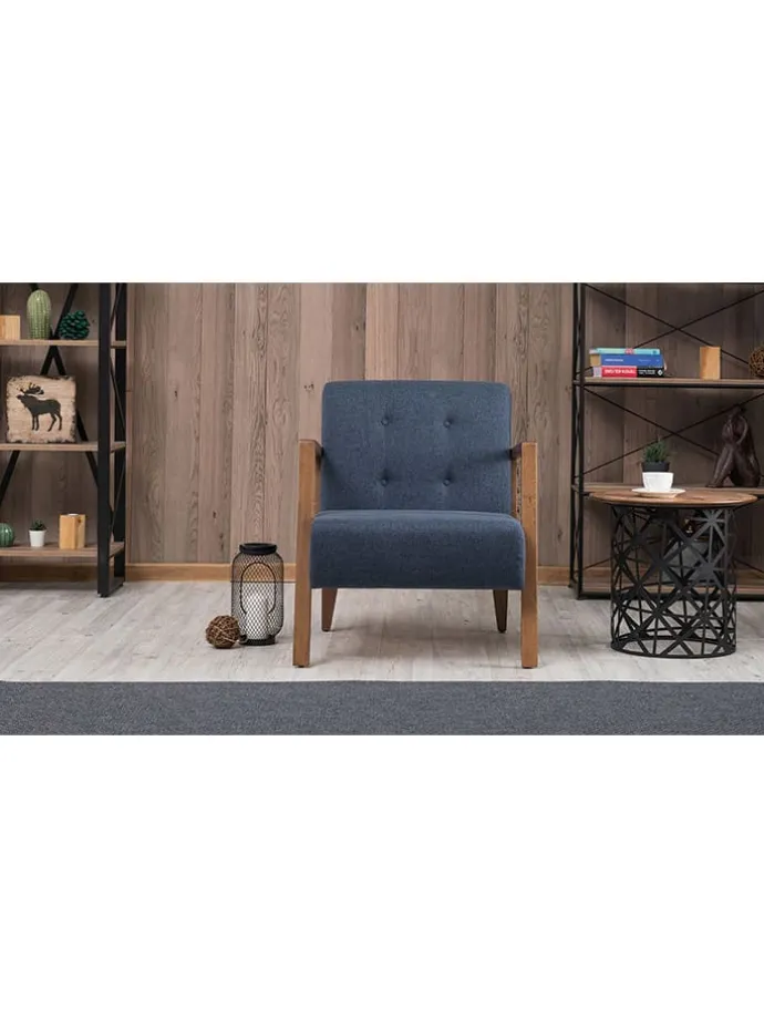Sessel "Kemer" in Blau - (B)69 x (H)80 x (T)83 cm