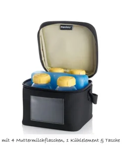 Set Kühltasche & 4 Flaschen in rosa,weiss