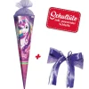 Set Schultüte groß Einhornportrait 85 cm mit Schleife in Bunt
