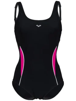 Shape-Badeanzug in Schwarz/ Pink