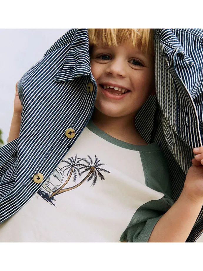 Shirt "Hector" in Weiß/ Grün