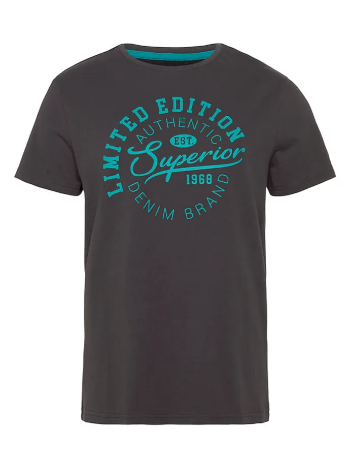 Shirt in Anthrazit/ Türkis