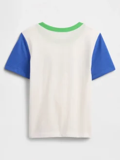 Shirt in Weiß/ Dunkelblau/ Grün