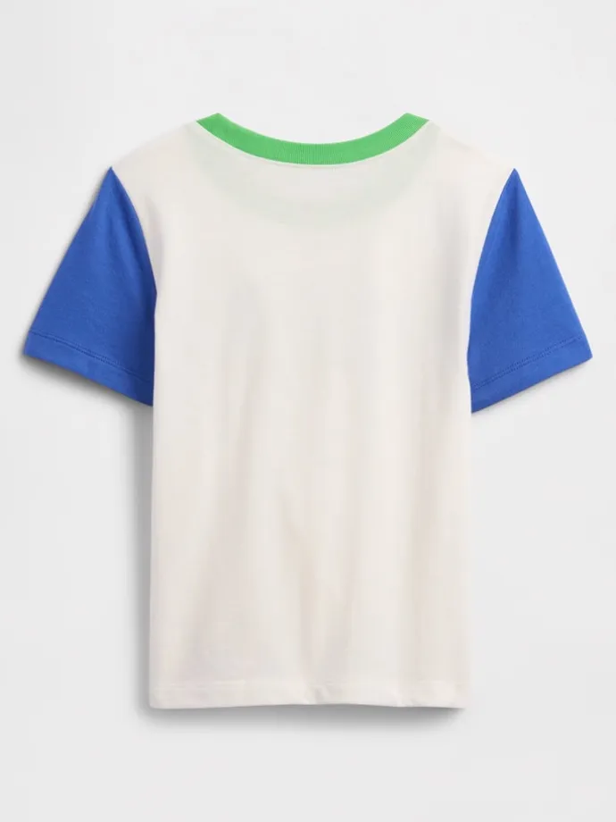 Shirt in Weiß/ Dunkelblau/ Grün