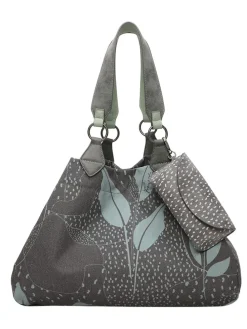 Shopper "Izzy" in Grau/ Türkis - (B)42 x (H)29 x (T)15 cm