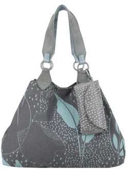 Shopper "Izzy" in Grau/ Türkis - (B)42 x (H)29 x (T)15 cm