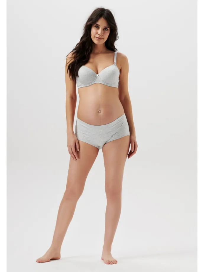 Short Cotton Melange in Light Grey Melange