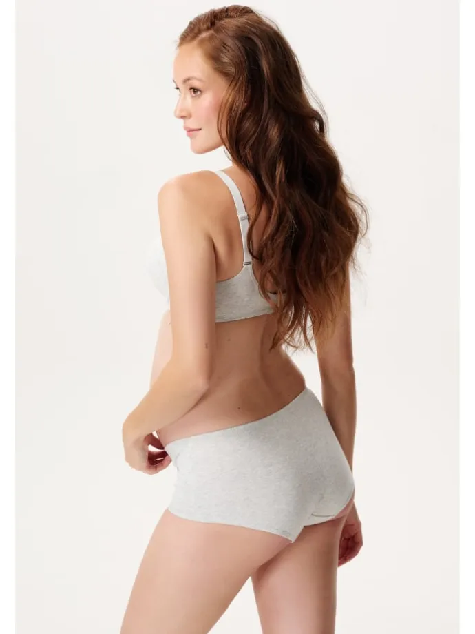Short Cotton Melange in Light Grey Melange