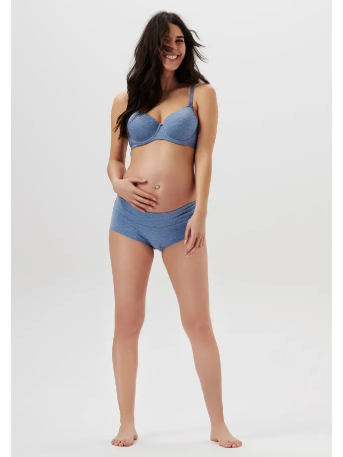 Short Cotton Melange in Light Blue Melange