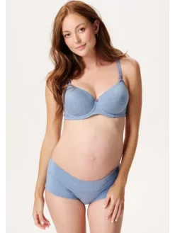 Short Cotton Melange in Light Blue Melange