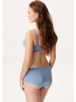 Short Cotton Melange in Light Blue Melange