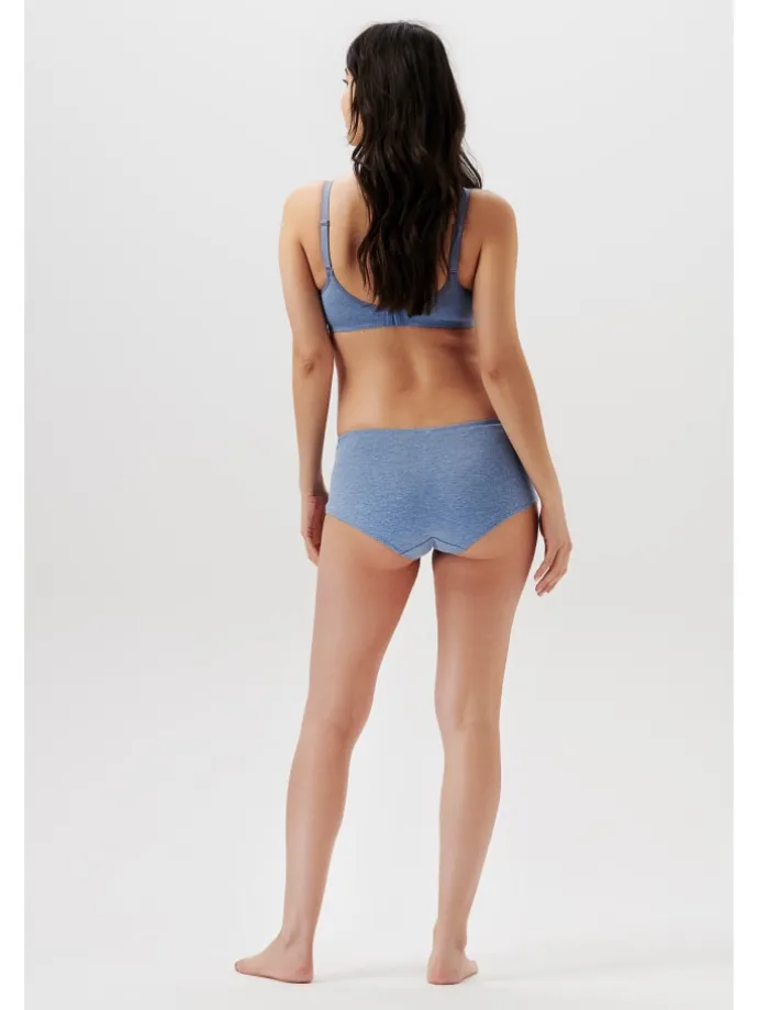 Short Cotton Melange in Light Blue Melange