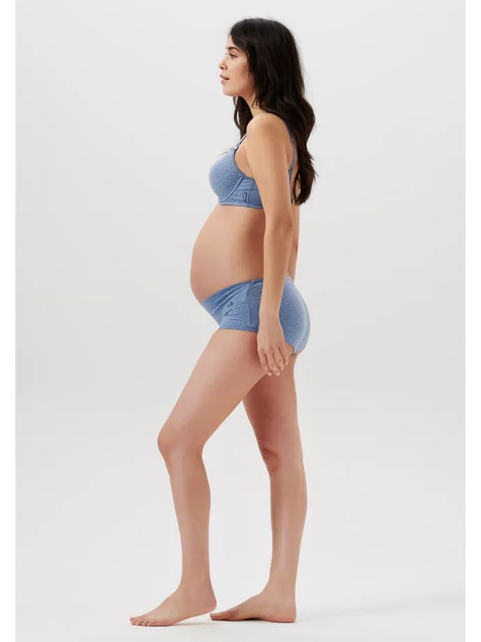 Short Cotton Melange in Light Blue Melange