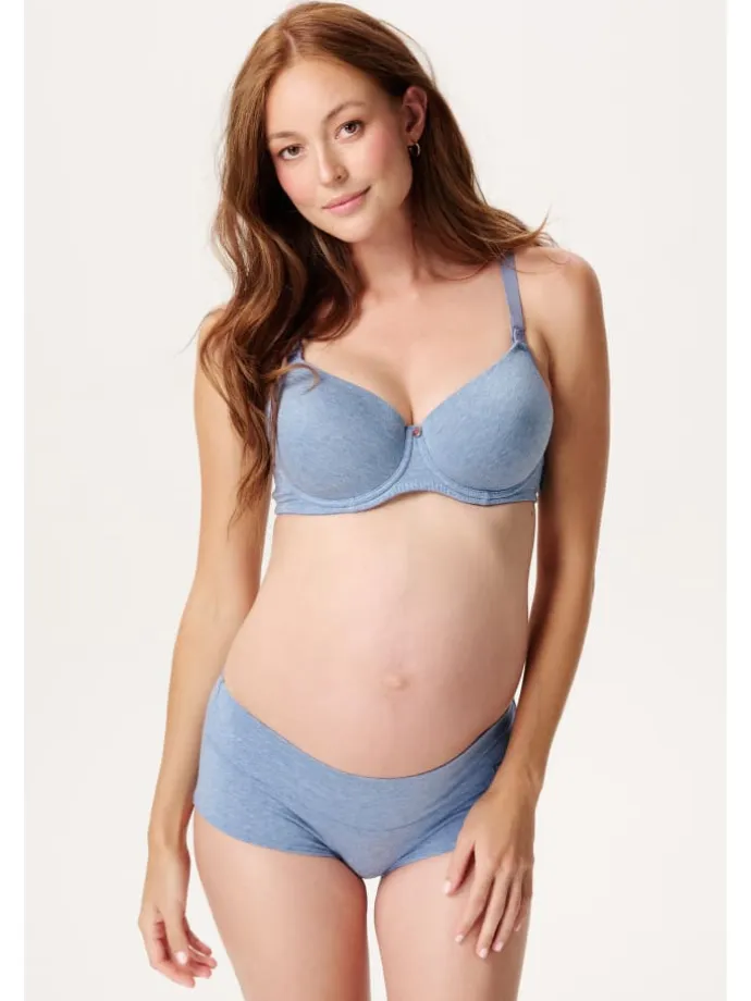 Short Cotton Melange in Light Blue Melange