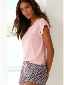 Shorty in pink-dunkelblau-gemustert
