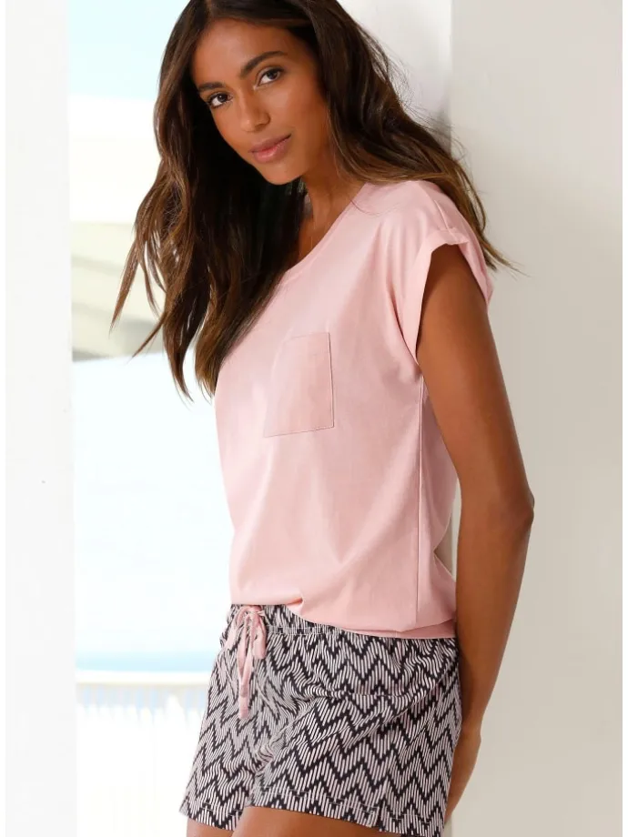 Shorty in pink-dunkelblau-gemustert
