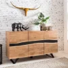 Sideboard 148 x 85 x 43 cm Massiv-Holz Natur Baumkante Anrichte