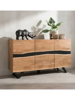 Sideboard 148 x 85 x 43 cm Massiv-Holz Natur Baumkante Anrichte