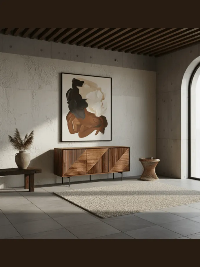 Sideboard 148x72x40 cm Massivholz / Metall Anrichte, Kommode