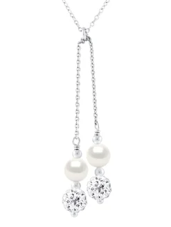 Silber-Halskette mit Perlen - (L)42 cm