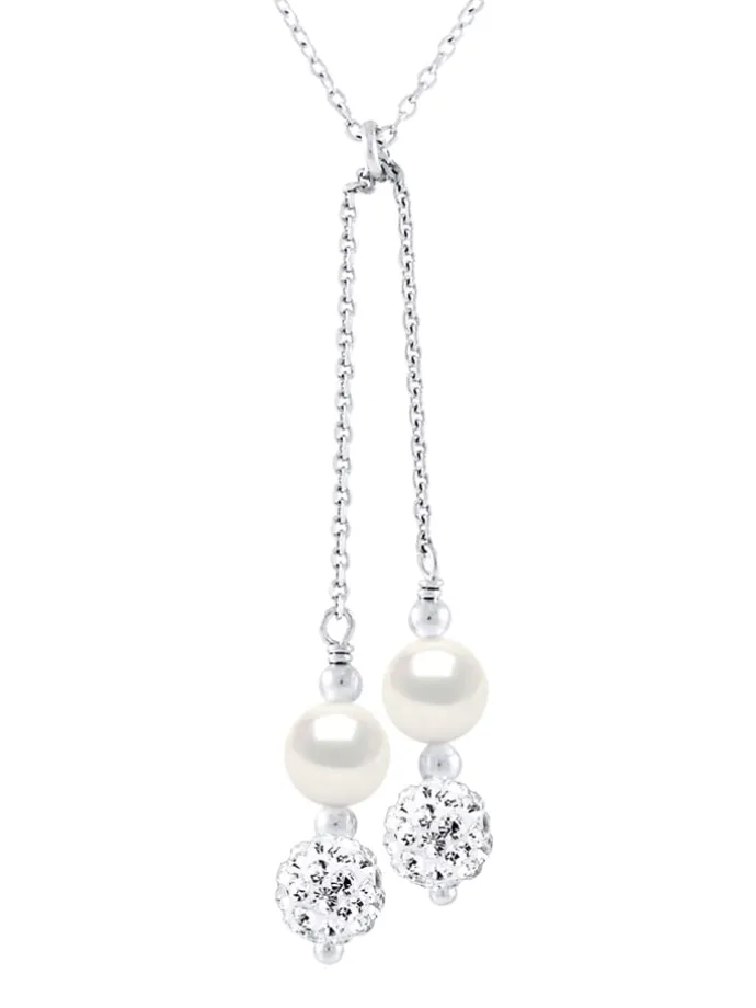 Silber-Halskette mit Perlen - (L)42 cm