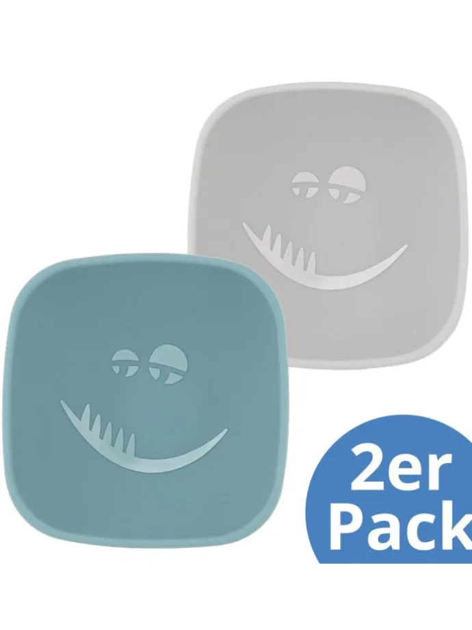 Silikon-Schale 2er Pack mit Saugnapf - Monster in blau,grau