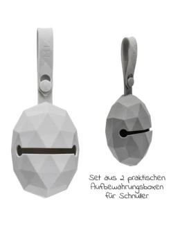 Silikon-Schnullerbox / Schnullerhalter 2er in grau