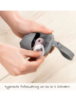 Silikon-Schnullerbox / Schnullerhalter - in grau