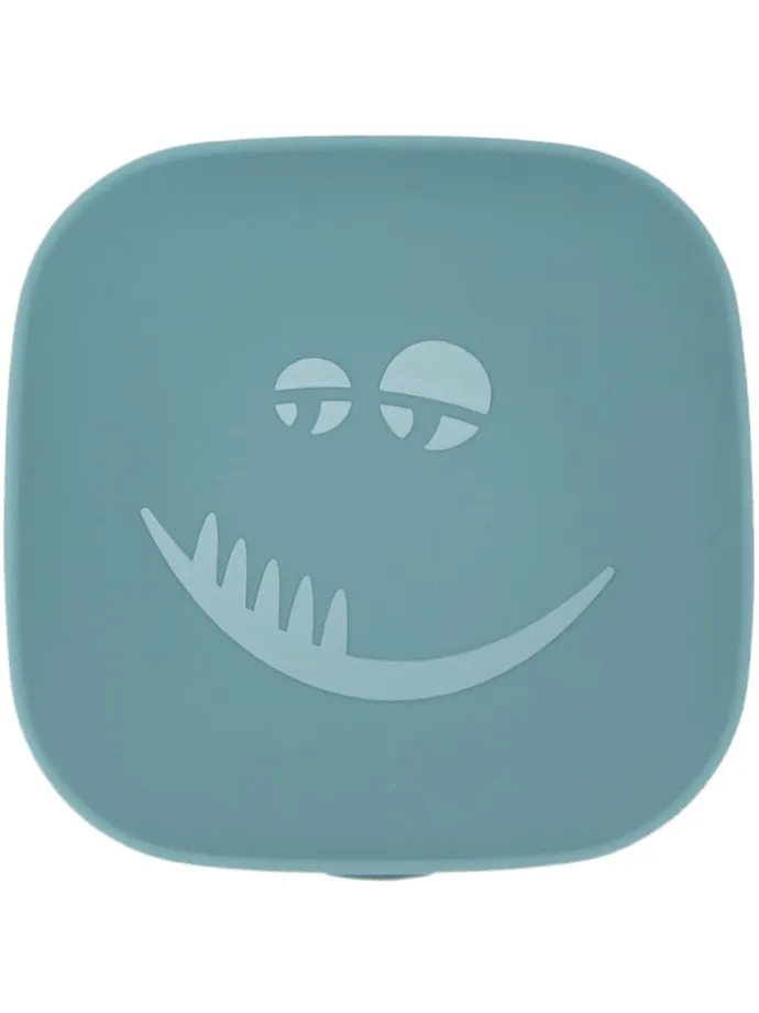 Silikon-Teller mit Saugnapf - Monster - in blau