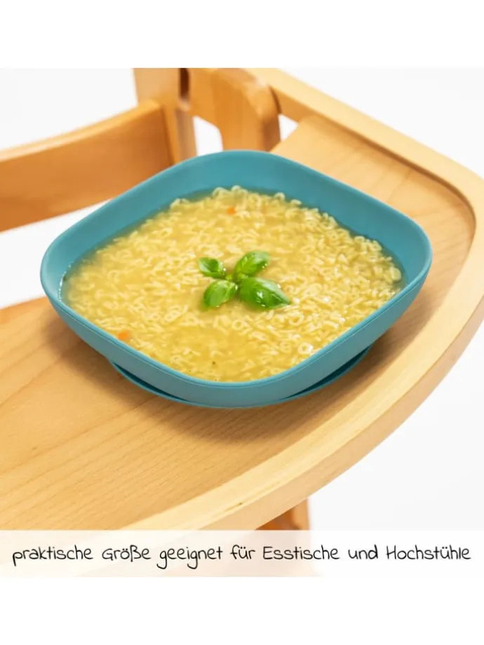 Silikon-Teller mit Saugnapf - Monster - in blau