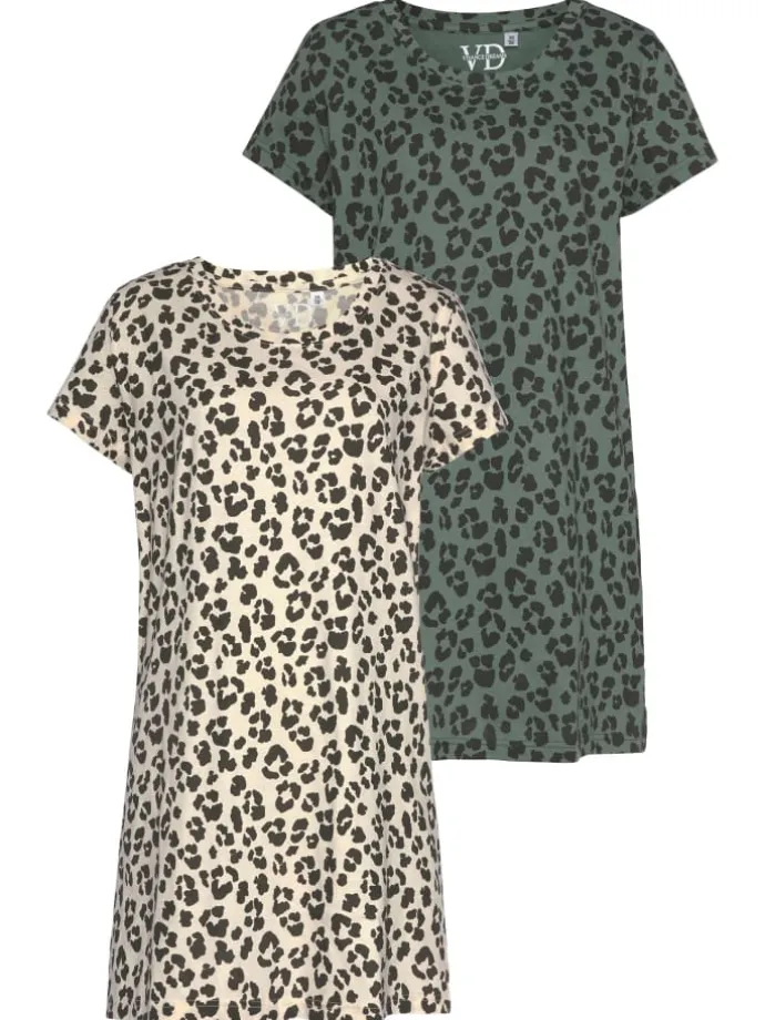 Sleepshirt in ecru-schwarz-gemustert