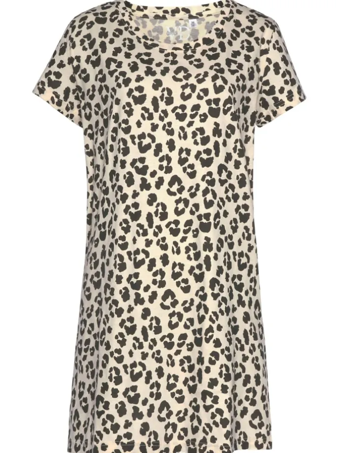Sleepshirt in ecru-schwarz-gemustert