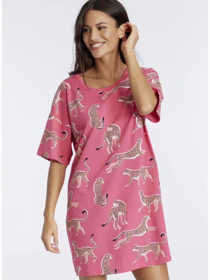 Sleepshirt in pink-gemustert