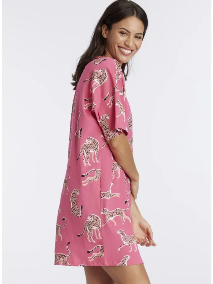 Sleepshirt in pink-gemustert