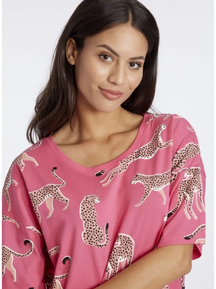 Sleepshirt in pink-gemustert
