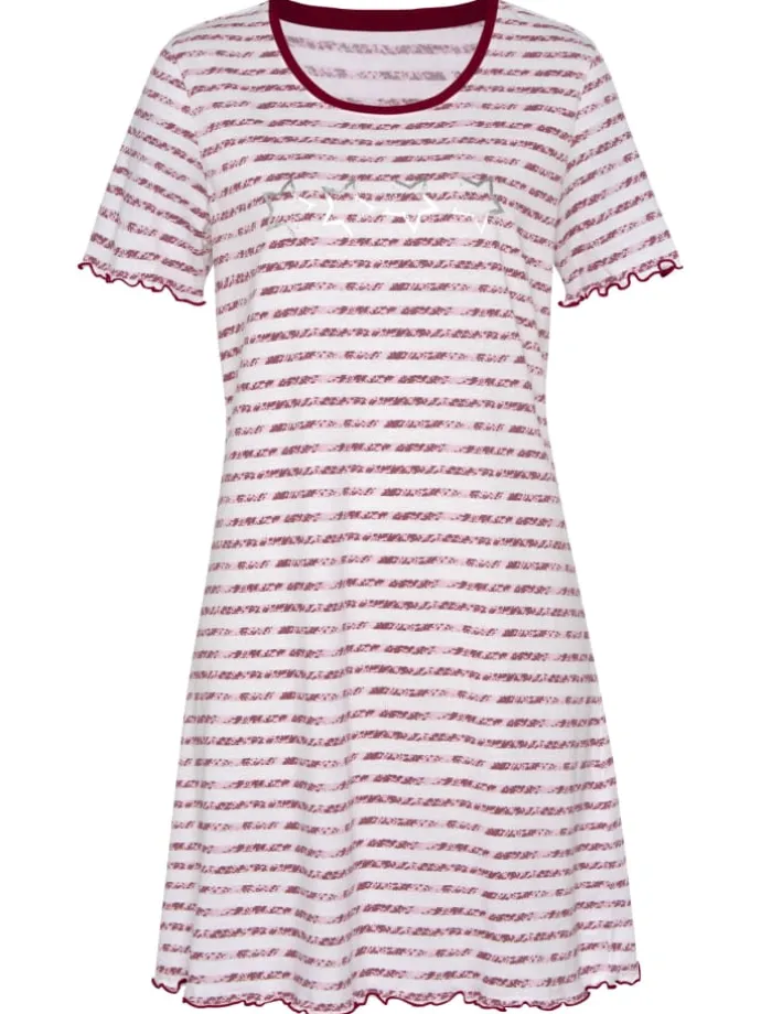 Sleepshirt in pink-rot-gestreift