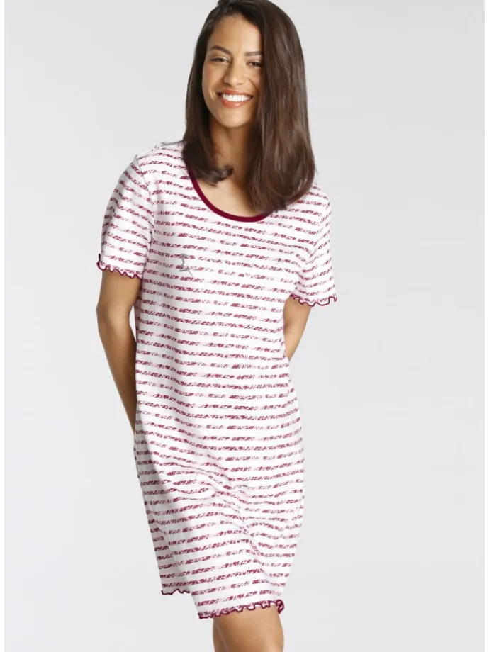 Sleepshirt in pink-rot-gestreift
