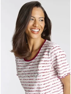 Sleepshirt in pink-rot-gestreift