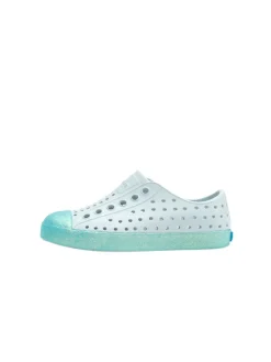 Slipper in Türkis/ Weiß
