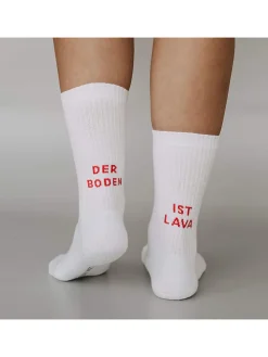 Socken "Der Boden ist Lava" in Weiß